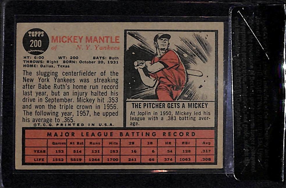 1962 Topps Mickey Mantle Card BVG 5.0