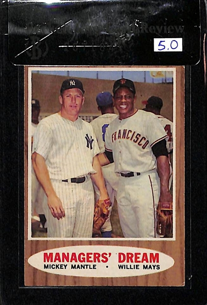1962 Topps Managers Dream Card w. Mantle & Mays BVG 5.0