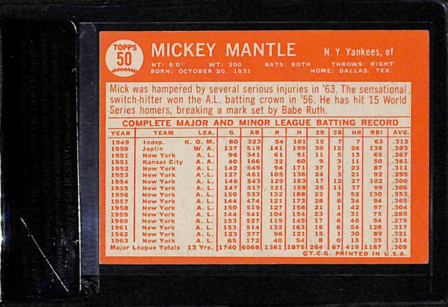 1964 Topps Mickey Mantle Card BVG 6.0
