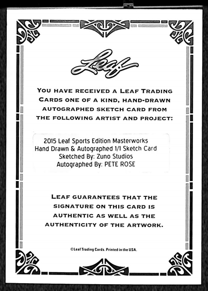 2015 Leaf Masterworks Pete Rose 1/1 Auto Art Card