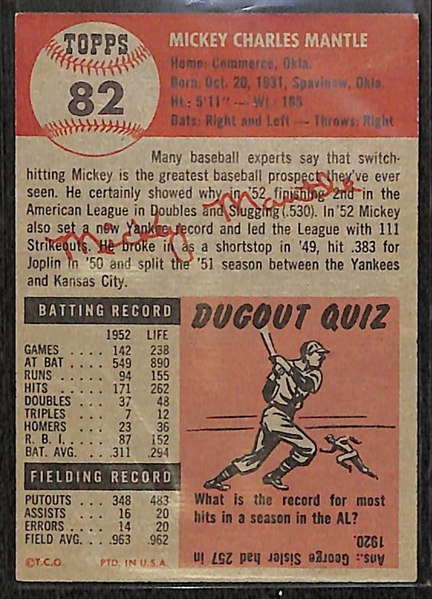 1953 Topps Mickey Mantle #82 Card BVG 6.0