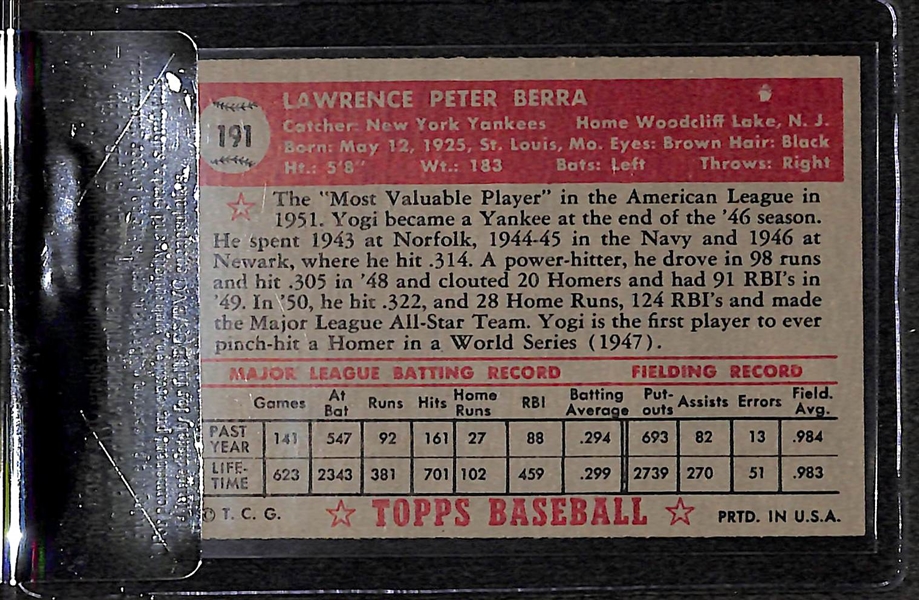 1952 Topps Yogi Berra #191 Card - BVG 5.5