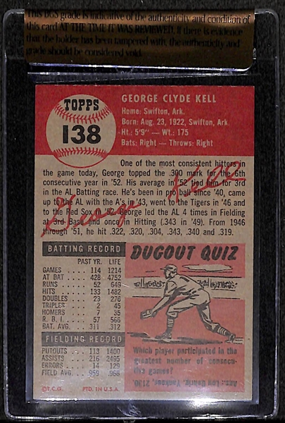 1953 Topps George Kell #138 Card - BVG 7.5