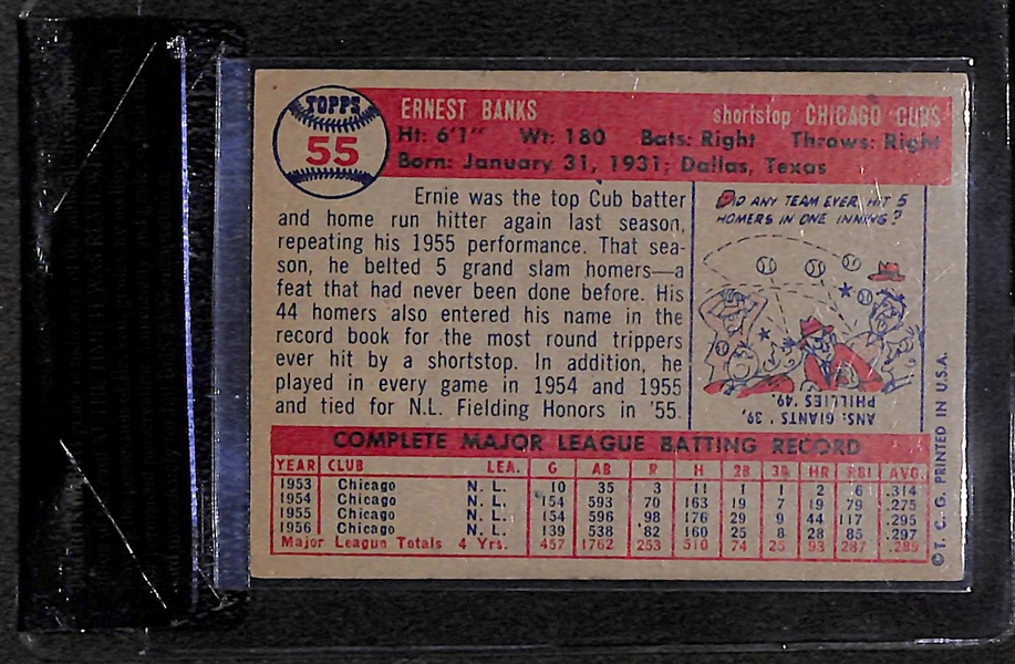 1957 Topps Ernie Banks #55 Card - BVG 6.0