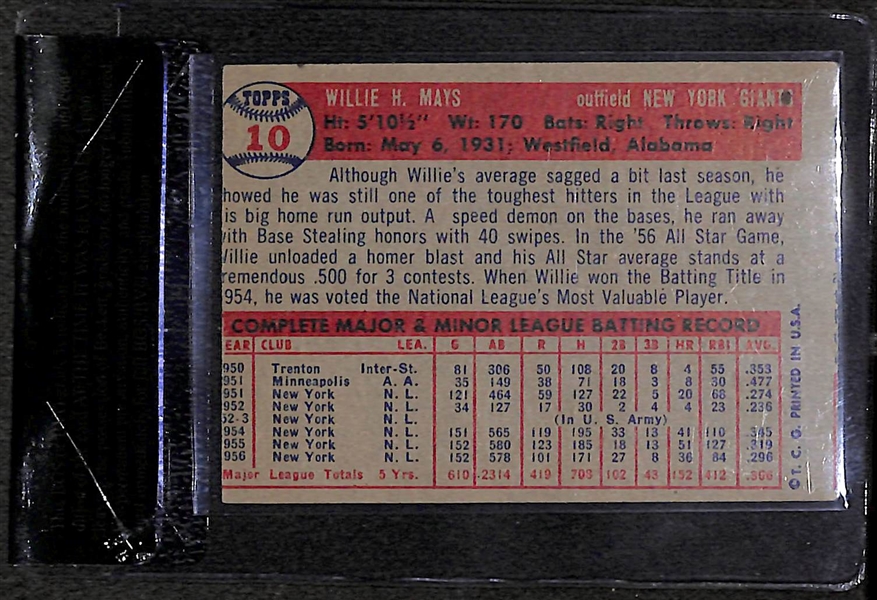 1957 Topps Willie Mays #10 Card - BVG 3.0