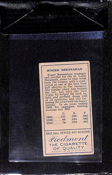 1911 T205 Roger Bresnahan - Mouth Open - Piedmont Back - BVG 5.0