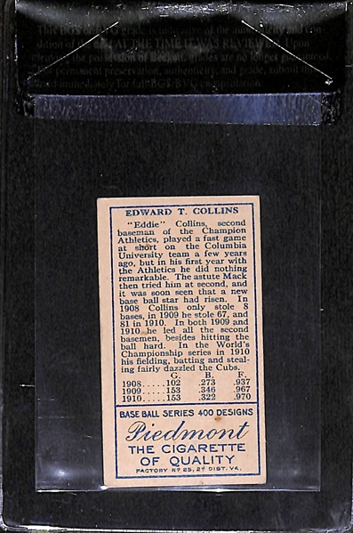1911 T205 Eddie Collins - Mouth Closed - Piedmont Back - BVG 4.5
