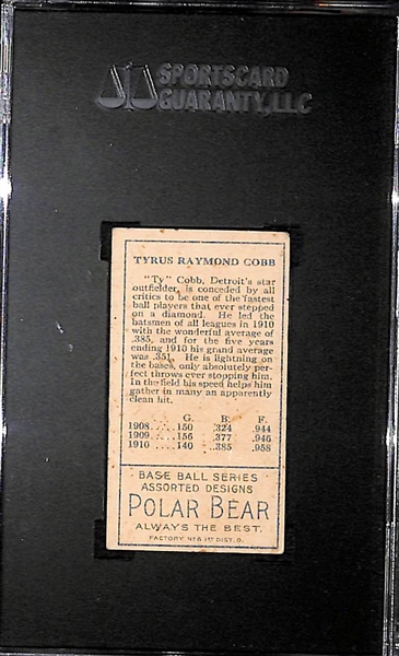 1911 T205 Ty Cobb - Polar Bear Back - SGC 55 (4.5) - Factory No. 6 - HOF