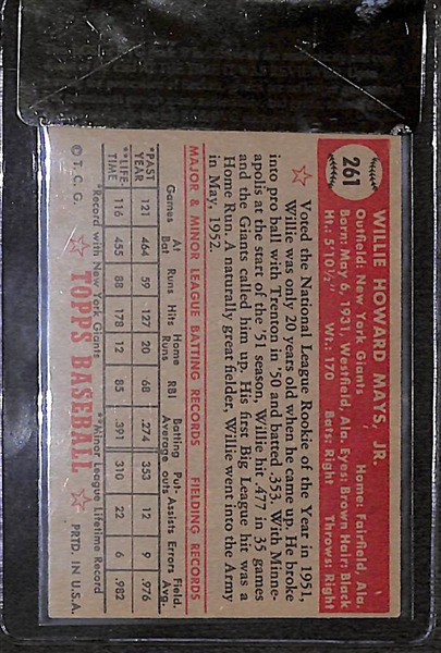 1952 Topps Willie Mays #261 Card BVG 4.0