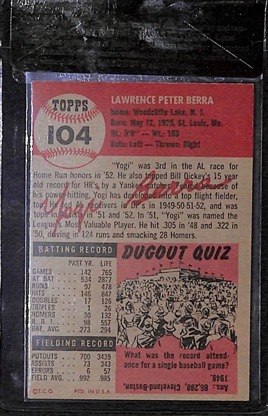 1953 Topps Yogi Berra #104 Card BVG 5.5