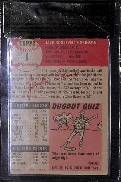 1953 Topps Jackie Robinson #1 Card BVG 4.5