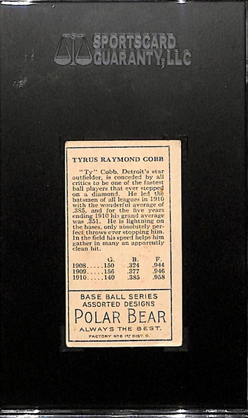 1911 T205 Ty Cobb - Polar Bear Back - SGC 30 (2) - Factory No. 6 - HOF