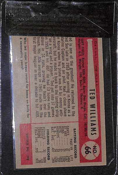 1954 Bowman Ted Williams #66 Card BVG 6.5 - HIGH GRADE!