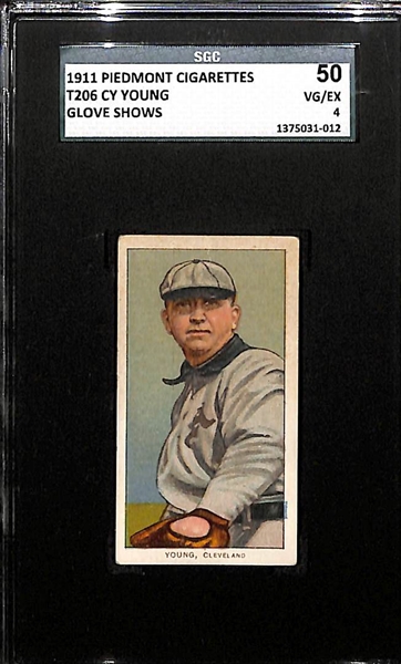 1911 T206 Cy Young - Piedmont Back - Glove Shows - SGC 50 (4) - Factory No. 25 - HOF