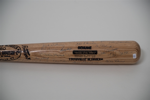Orioles Of The 1950's Signed Limited Edition Bat Signed by 25 Players w. Brooks Robinson