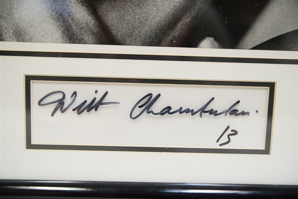 Wilt Chamberlain Framed Autograph Display 24 x 30 - JSA LOA