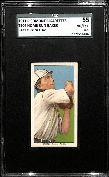 1911 T206 Home Run Baker - Piedmont Back - SGC 55 (4.5) - Factory No. 42