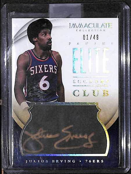 2013-14 Panini Immaculate Julius Erving Gold Autograph Card numbered #1/49