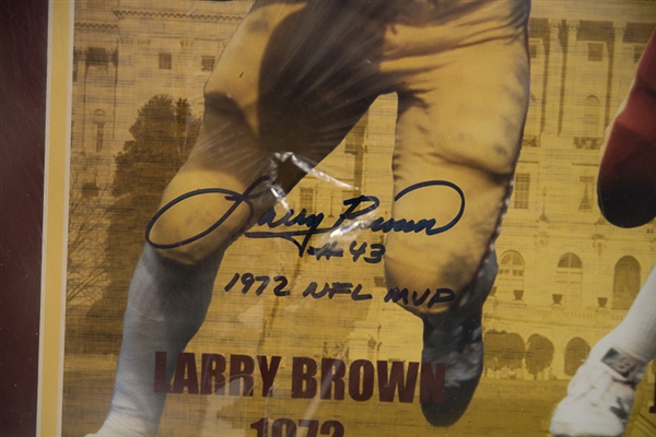 J. Theismann/L. Brown/M. Mosley Redskins Signed Framed Photo - JSA