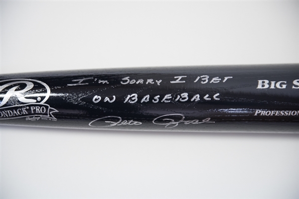 Pete Rose Signed Rawlings Black Baseball Bat Inscribed I'm Sorry I Bet On Baseball - Leaf