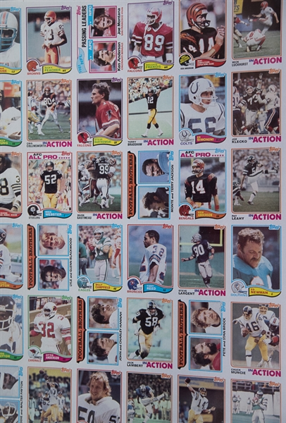 1982 Topps Football Uncut Card Sheet Of 132 Cards w. Walter Payton