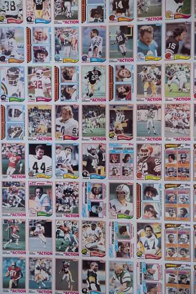 1982 Topps Football Uncut Card Sheet Of 132 Cards w. Walter Payton