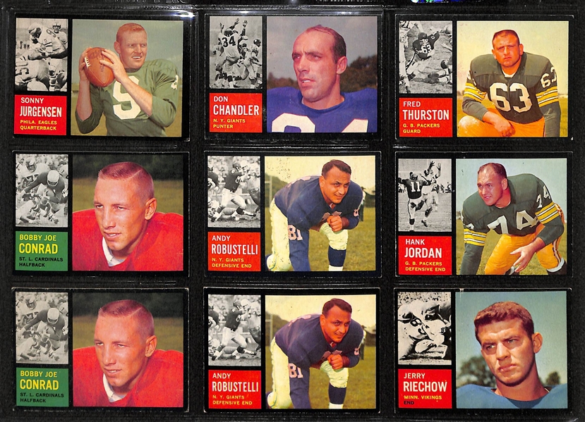 Lot Of 155 Topps Football Cards 1962-1967 w. Lenny Moore, Jurgensen, Berry, Kilmer RC, Marchetti, Lary, Gabriel, Brodie, Taylor