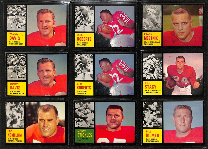 Lot Of 155 Topps Football Cards 1962-1967 w. Lenny Moore, Jurgensen, Berry, Kilmer RC, Marchetti, Lary, Gabriel, Brodie, Taylor