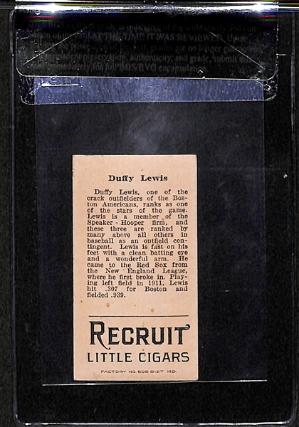 1912 T207 Duffy Lewis - Boston - Recruit Back - BVG 4.5