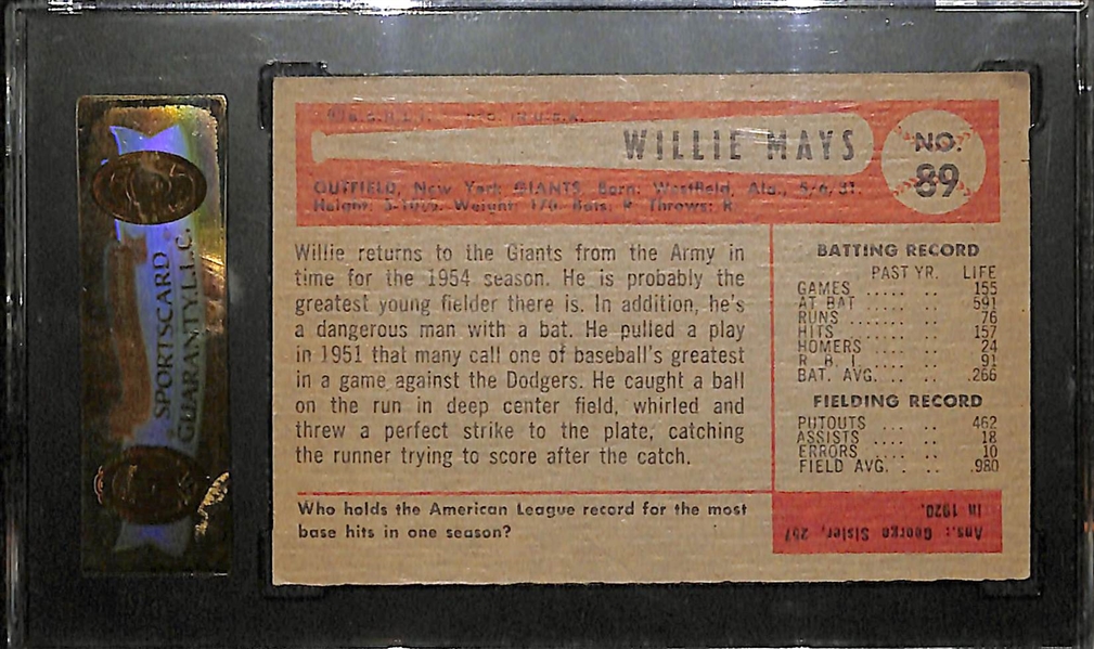 1954 Bowman #89 Willie Mays SGC 70 (5.5)
