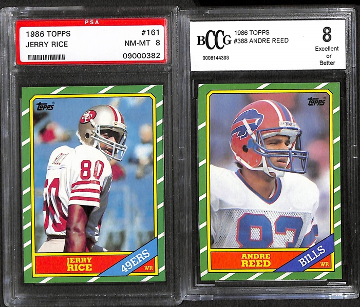 Lot Of 9 Football Graded Rookie Cards w. Jerry Rice & Troy Aikman