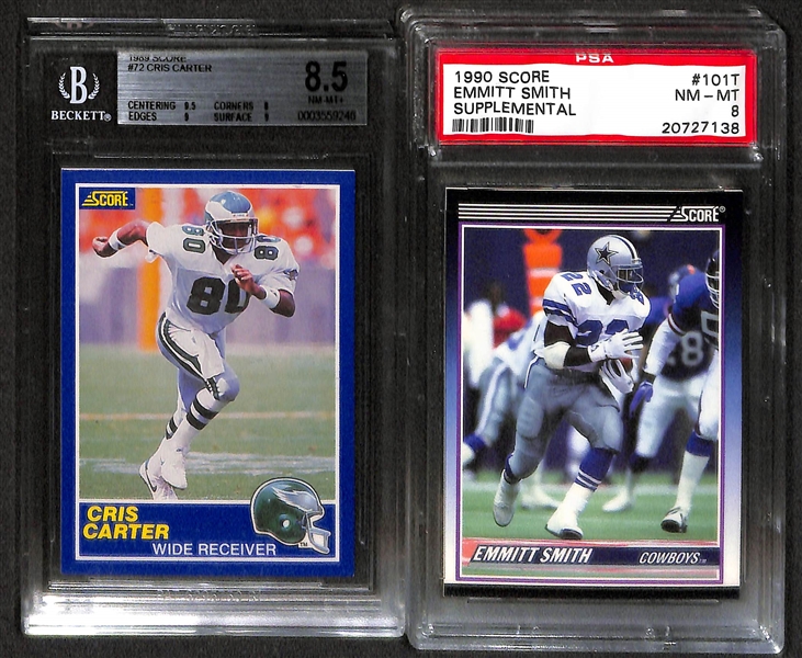 Lot Of 9 Football Graded Rookie Cards w. Jerry Rice & Troy Aikman
