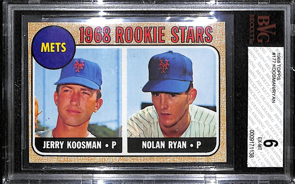 1968 Topps Nolan Ryan Rookie Card #177 BVG 6 EX/MT