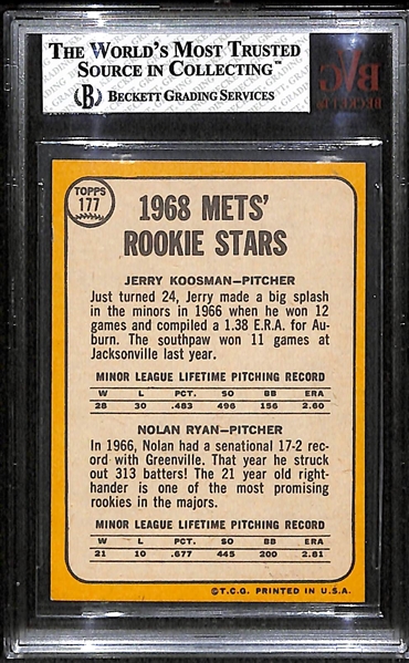 1968 Topps Nolan Ryan Rookie Card #177 BVG 6 EX/MT