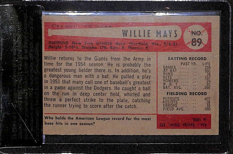 1954 Bowman Willie Mays #89 BVG 3.5 - HOF