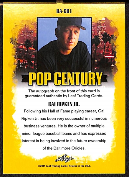 2015 Leaf Pop Century Cal Ripken Jr #23/25 Autograph Card