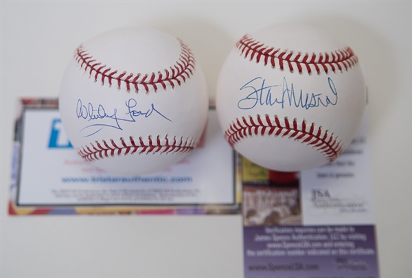Whitey Ford & Stan Musial Signed Baseballs - JSA & Tristar