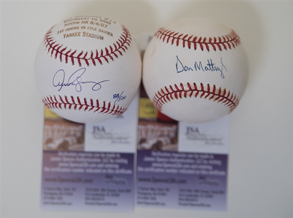 Alex Rodriguez & Don Mattingly Signed Baseballs - JSA