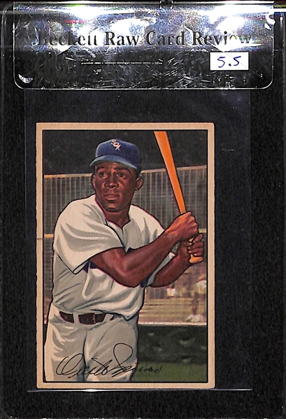 Lot of 2 Graded 1950s Baseball Cards - 1952 Bowman Minoso RC & 1953 Topps Harry Byrd - BVG 5.5, 7.5.