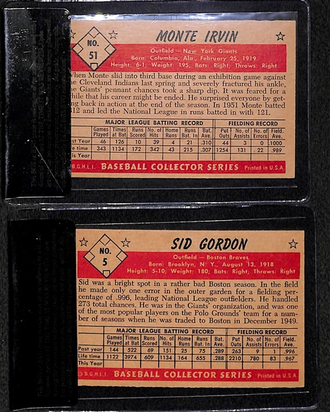 Lot of 2 - 1953 Bowman Color Monte Irvin #51, Sid Gordon #5 - Both BVG 7.0