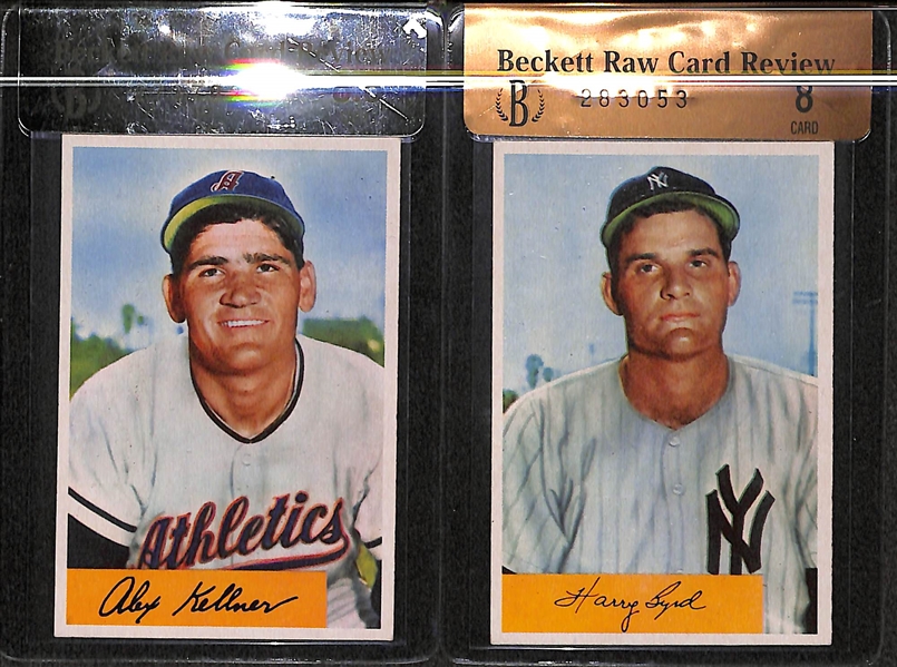 Lot of 4 - 1954 Bowman Alex Kellner #51 , Harry Byrd #49, Cal Abrams #91, & Del Rice #30 - BVG - *HIGH GRADE*