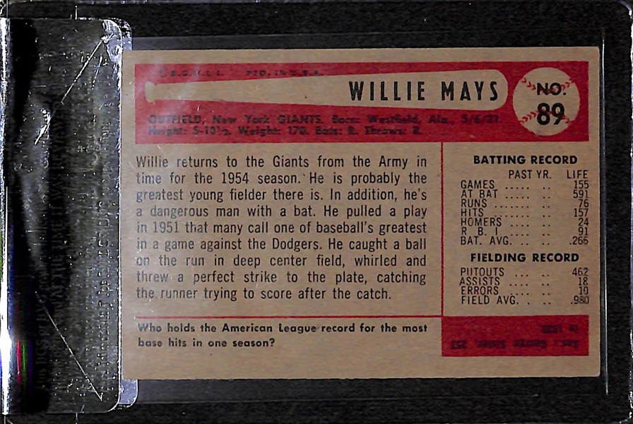 1954 Bowman Willie Mays #89 - BVG 3.0