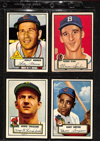 Lot Of 4 1952 Topps Baseball Cards w/ Spahn