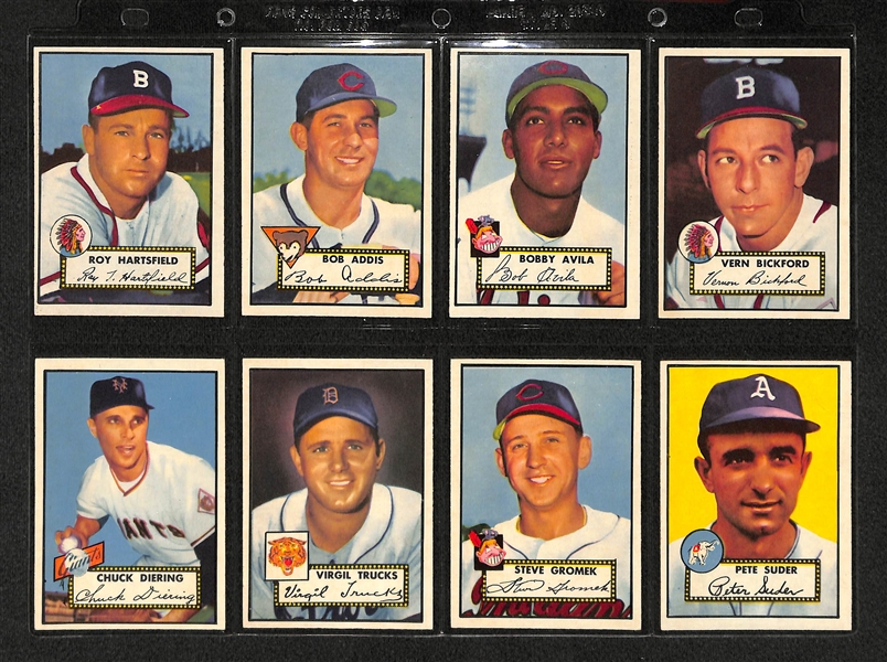 Lot Of 8 1952 Topps Baseball Cards w/ Vern Bickford