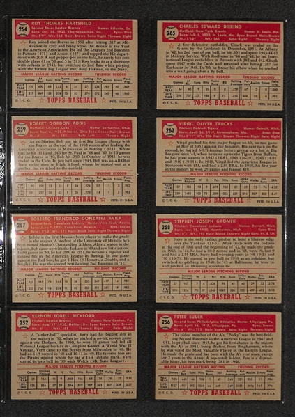 Lot Of 8 1952 Topps Baseball Cards w/ Vern Bickford