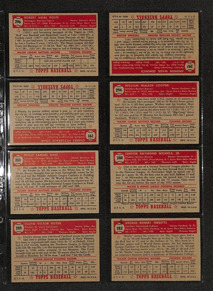 Lot Of 8 1952 Topps Baseball Cards w/ Red Rolfe & SP's