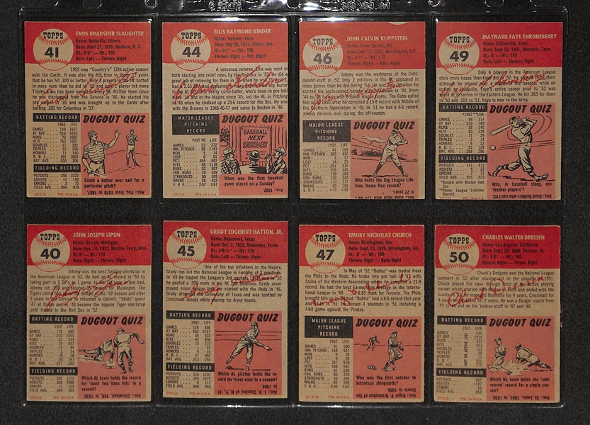 Lot Of 16 1953 Topps Baseball Cards w/ Enos Slaughter