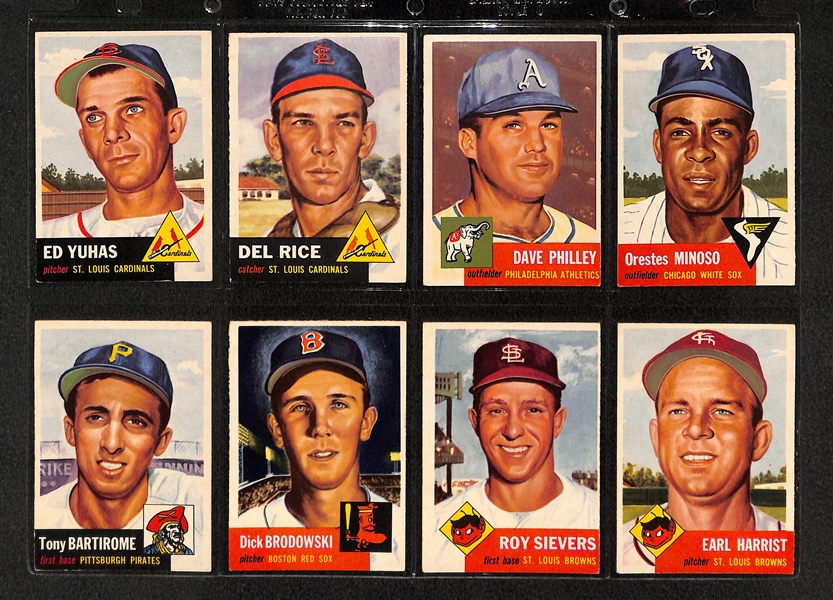 Lot Of 16 1953 Topps Baseball Cards w/ Minnie Minoso