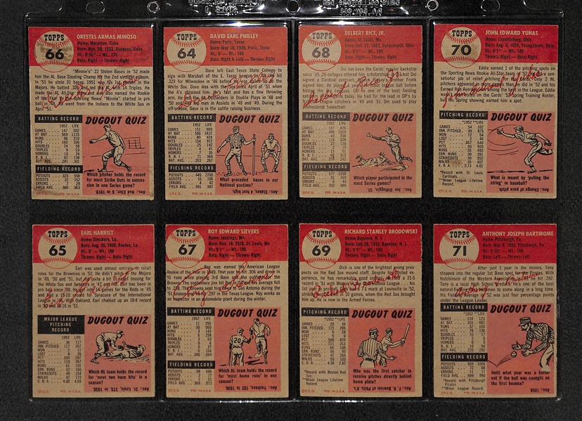 Lot Of 16 1953 Topps Baseball Cards w/ Minnie Minoso