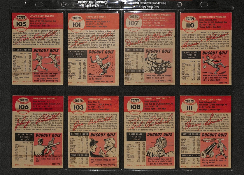 Lot Of 16 1953 Topps Baseball Cards w/ Joe Nuxhall